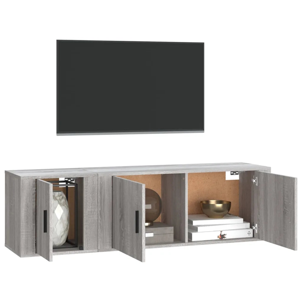 Set Mobili Porta TV 2 pz Grigio Sonoma in Legno Multistrato 3188428