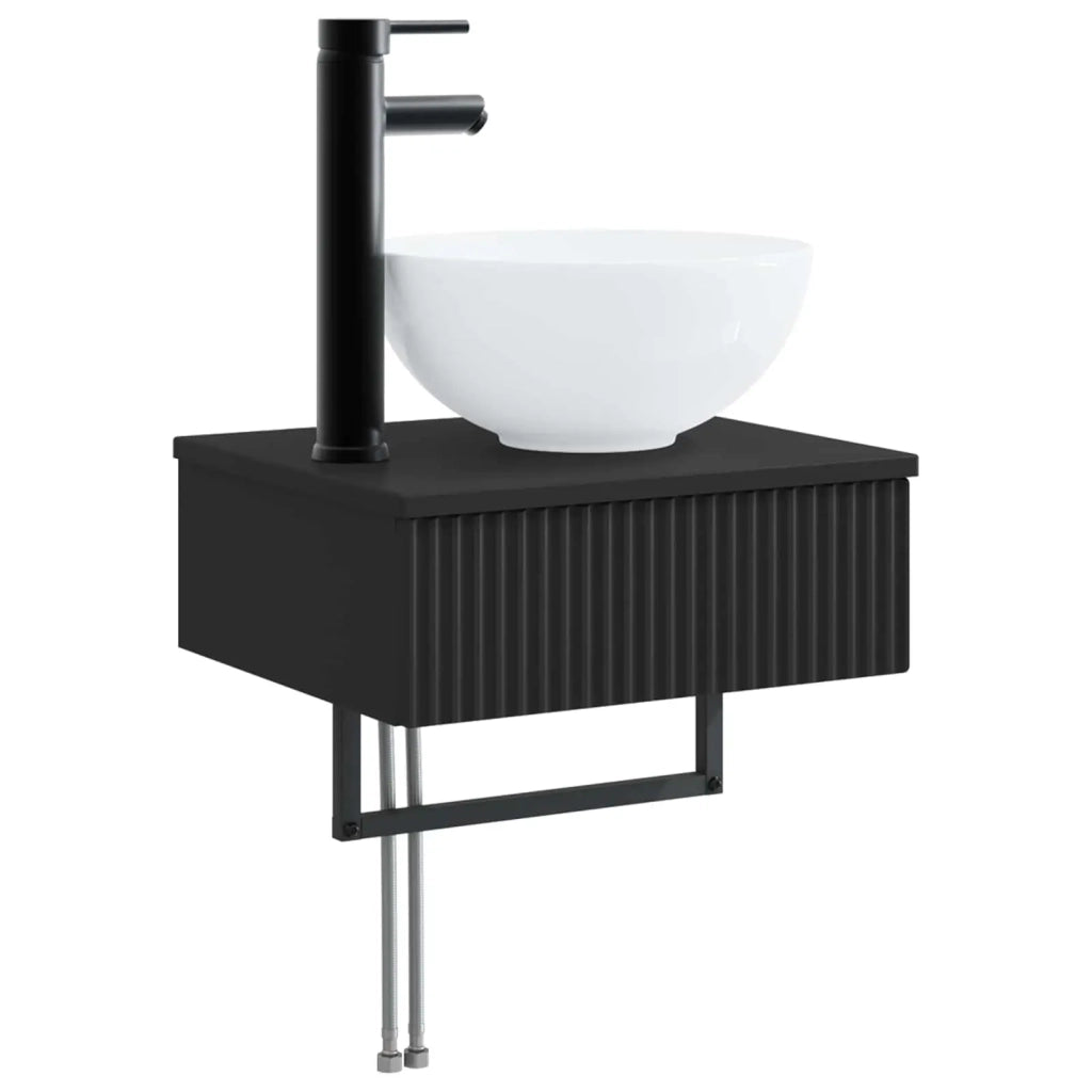 Set di mobili per il bagno 3 pz Nero Legno ingegnerizzato 3405578