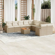 Set Divani da Giardino 11 pz con Cuscini Beige in Polyrattan 3256646