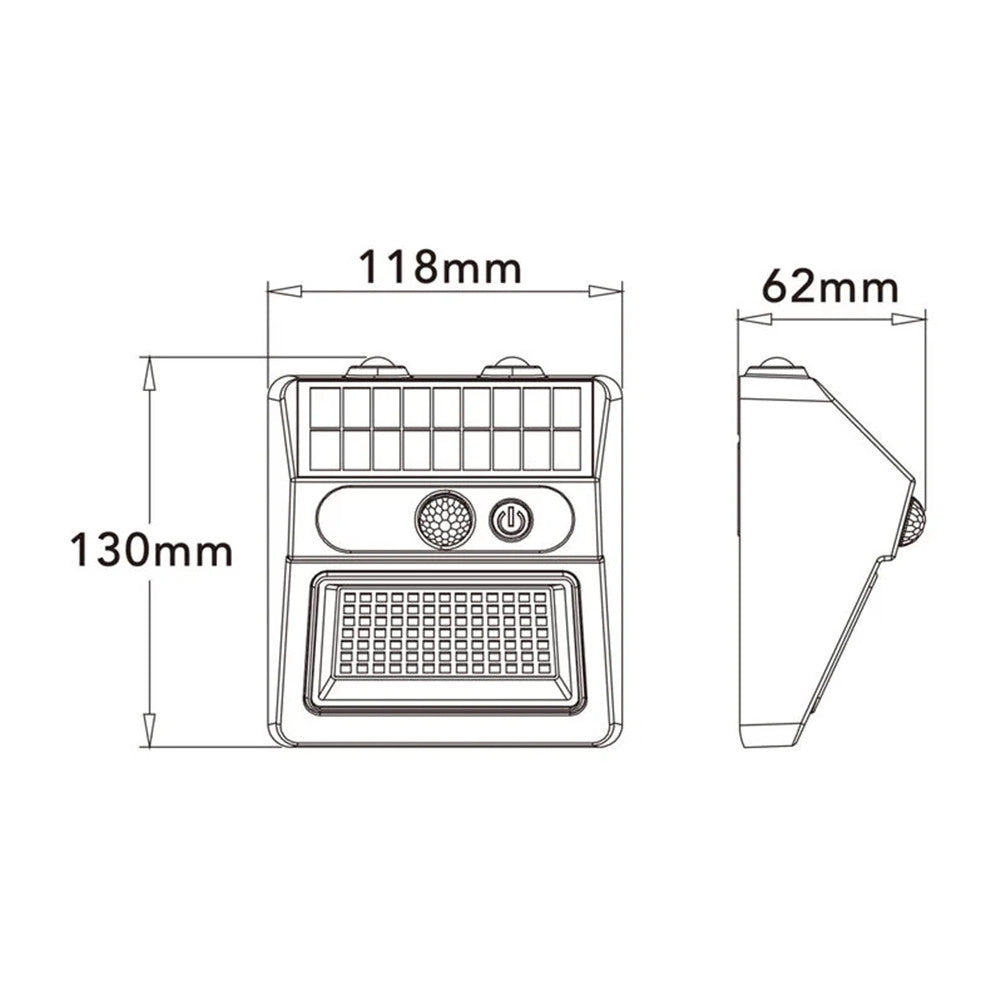 Trade Shop - Applique Solare Da Esterno Con Sensore Di Movimento Ip54 12w Luce 3000k+6500k Zq-db-002jx -