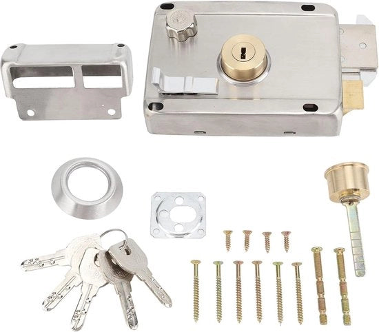 Chiusura a Scatto Meccanico Anti-furto in Acciaio Inox per Porta in Legno - Contenuto Aggiunto
