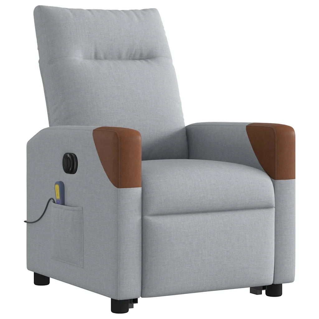 Poltrona Alzapersona Massaggi Elettrica Grigio Chiaro Tessuto