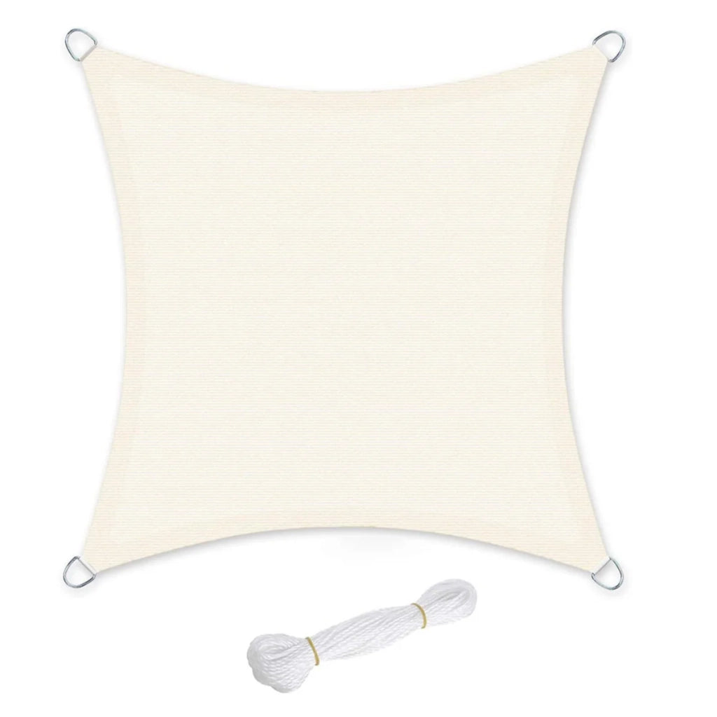 Vela ombreggiante 5 x 5 m HDPE protezione solare anti UV traspirante per giardino balcone traspirante permeabile all'acqua quadrata beige 12_0001726