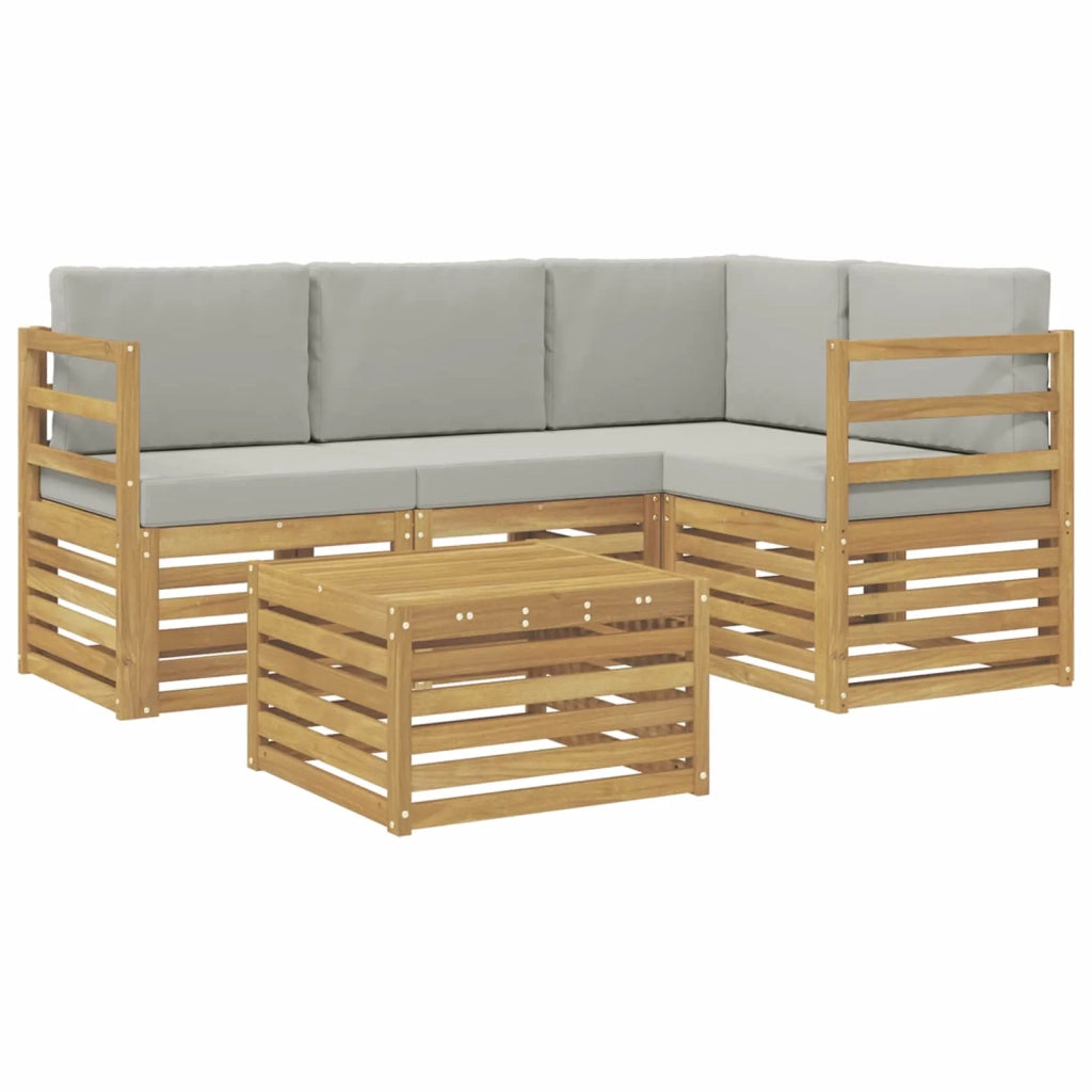 Set di divani da esterno 5 pcs Bianco e Grigio Chiaro