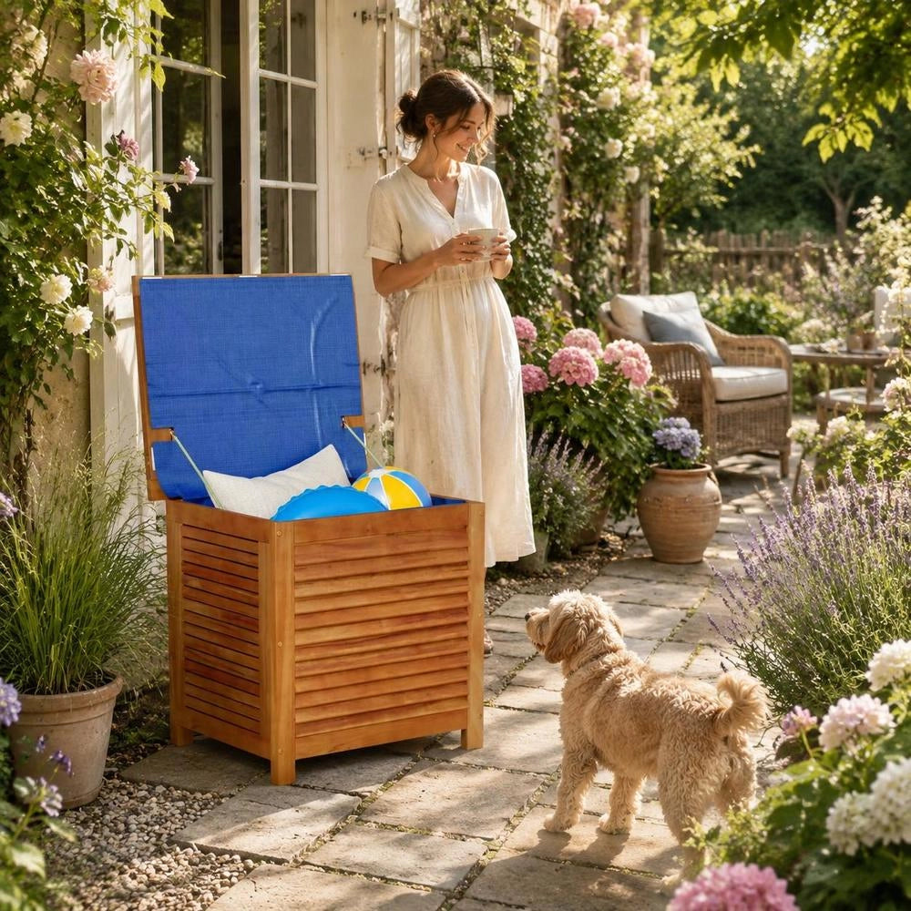 Garden Storage Box With Ventilation Slots, 60x50x56 Cm, Solid Acacia Wood