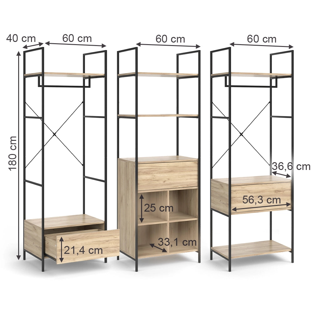 Vicco Set di armadi Legno 60 x 180 cm 3 parti