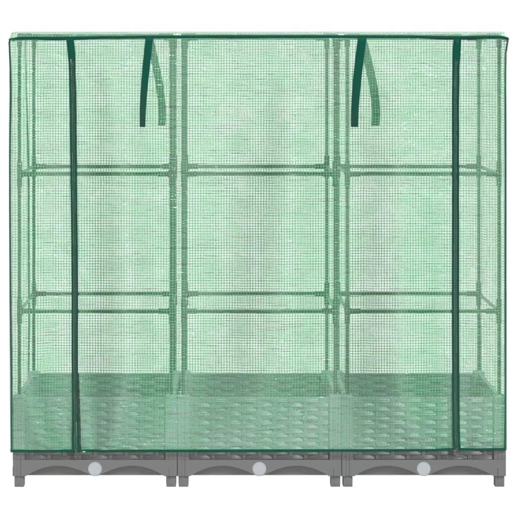 Aiuola rialzata/fioriera con copertura effetto rattan 120 x 40 x 123 cm grigio chiaro 02_0038736