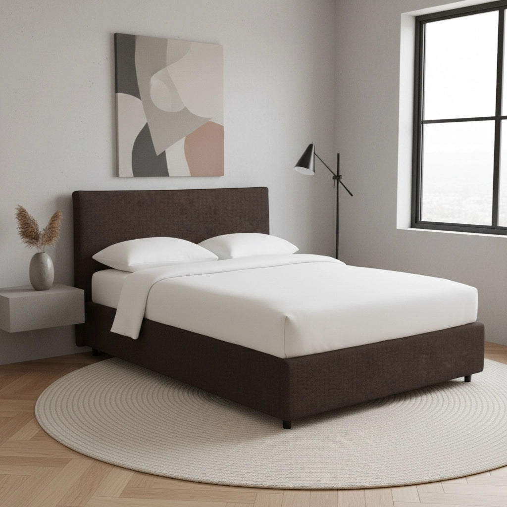 Staines, Letto Singolo Sfoderabile Made in Italy, Marrone