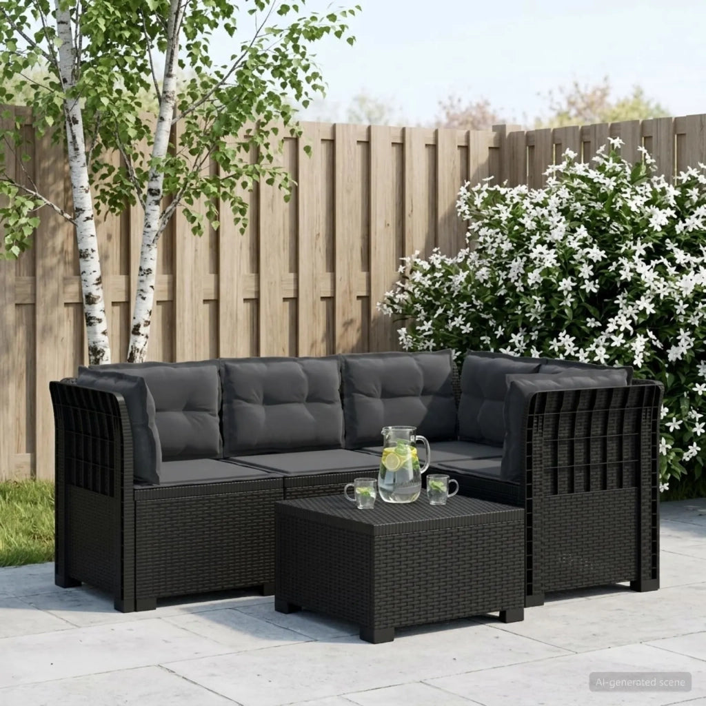 Divano da Giardino 4 Posti con Cuscini Aspetto Rattan PP 3443979