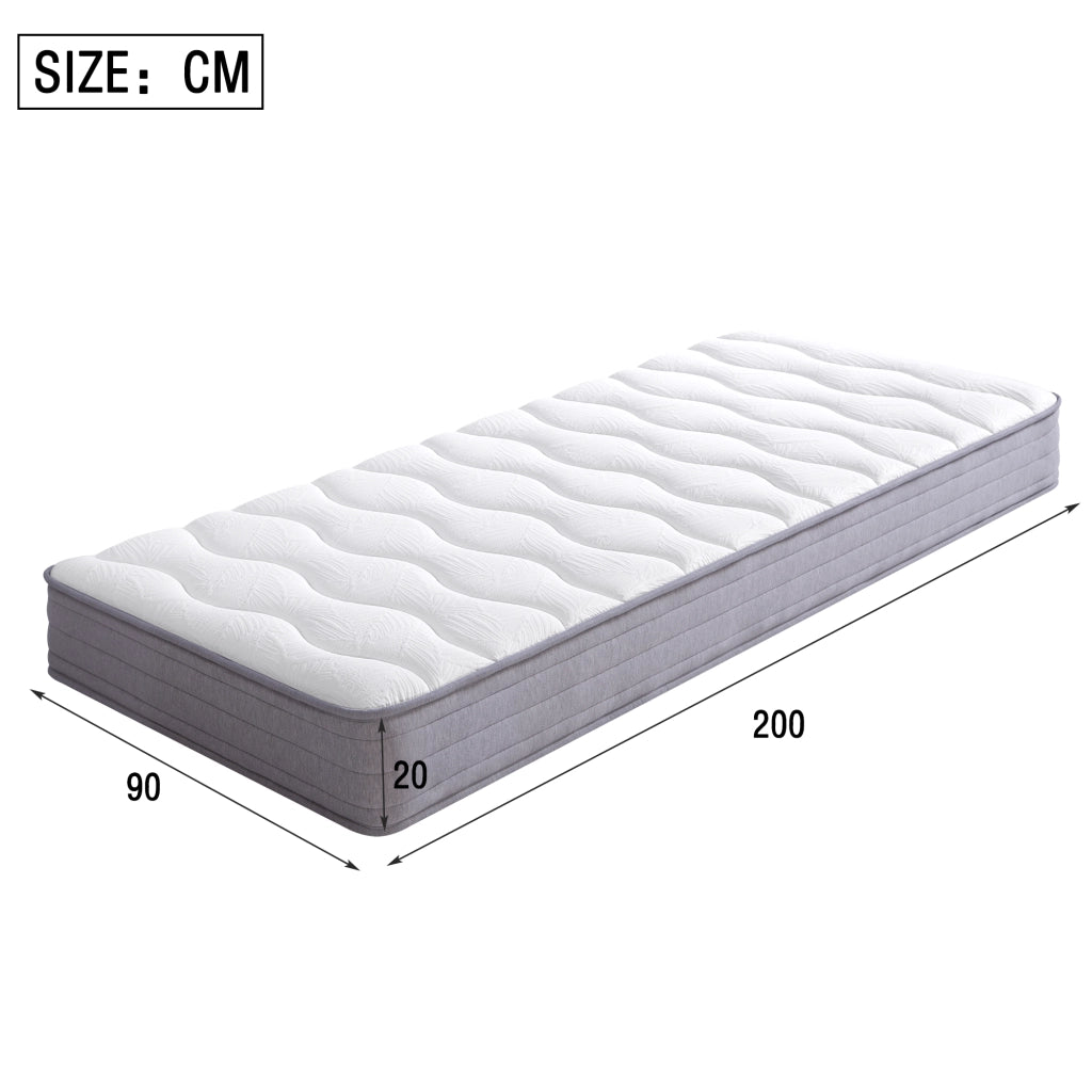 Materasso a molle insacchettate 90 × 200 cm ergonomico, adatto a tutte le posizioni, bianco