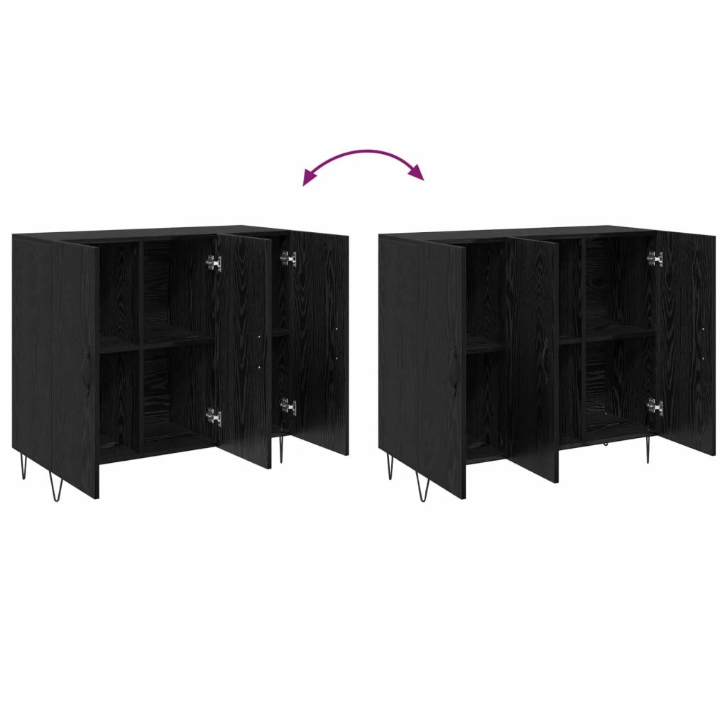 Credenza Rovere Nero 90 x 32,5 x 80 cm Legno multistrato