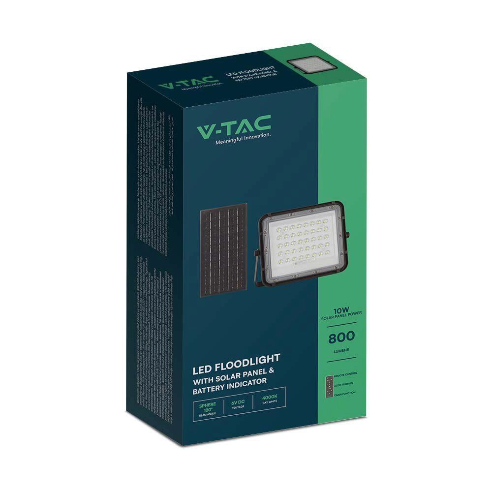 Faro LED solare V-TAC 10W telecomando 6400K IP65 nero