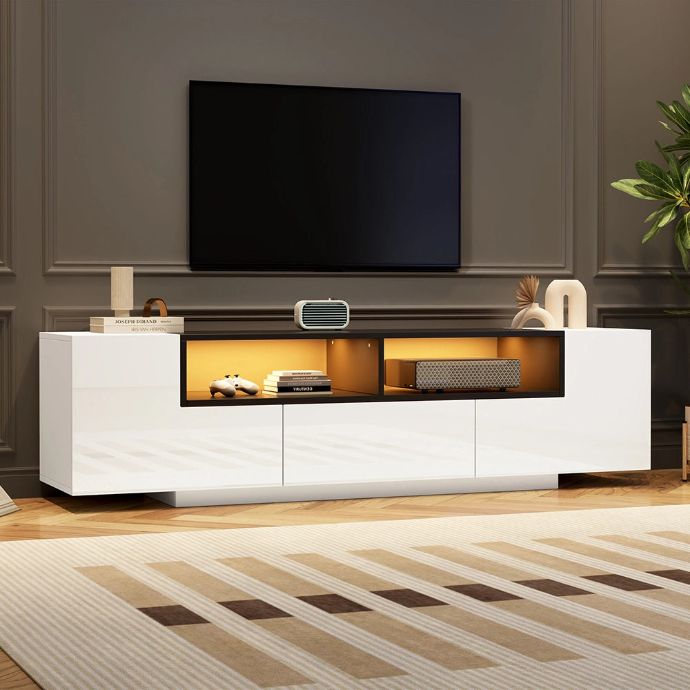 Mobile TV a L - Xylo - 180x40x48 cm LED bianco/nero