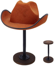 Supporto per Cappello Rustico - Stand Display in Legno/Metallo - Organizzatore di Archiviazione - 26 cm di Altezza - Adatto per Cappelli da Cowboy - Supporto per Cappelli