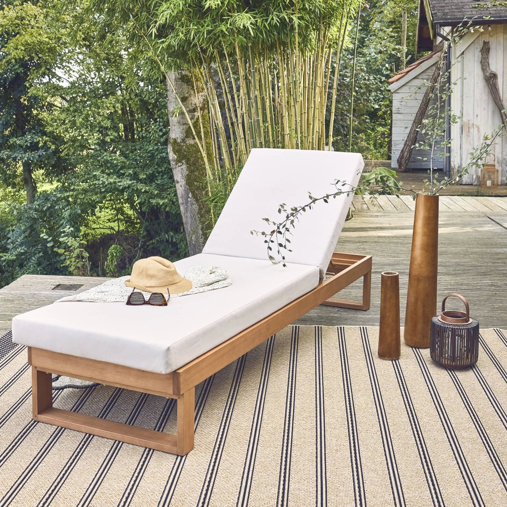 Lettino prendisole in legno di eucalipto multiposizione, beige