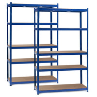 Set 2x Scaffali a incastro per carichi pesanti Blu 120x60x204cm 5 ripiani 200kg/piano