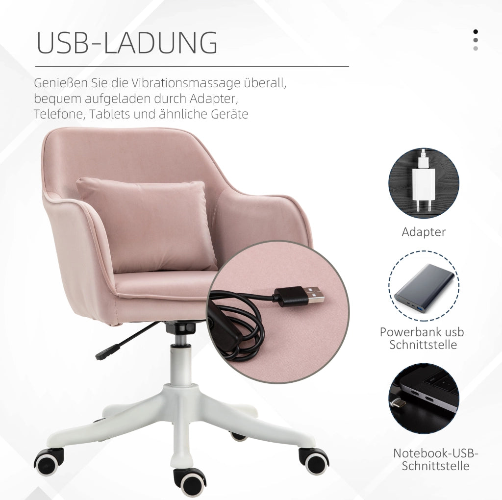 Sedia da ufficio con massaggio in velluto rosa