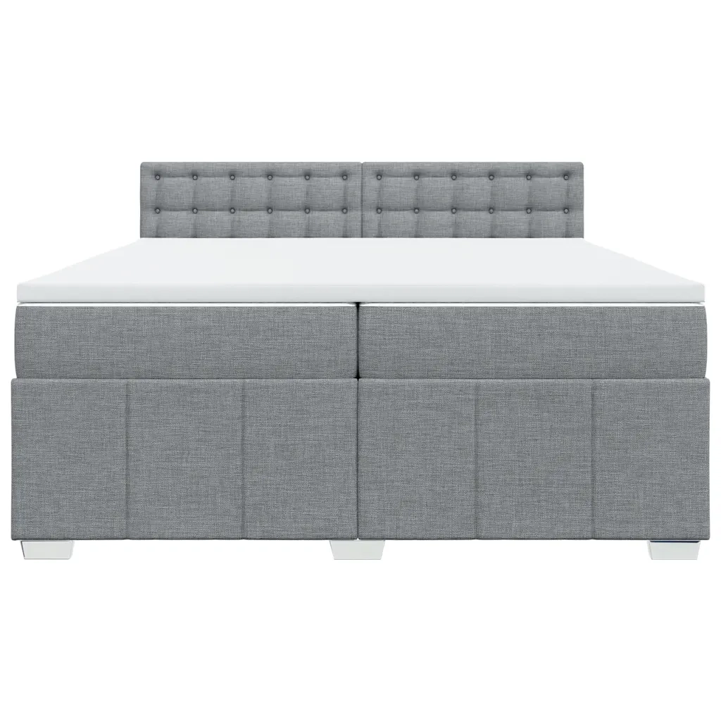 Giroletto a Molle con Materasso Grigio Chiaro 200x200cm Tessuto