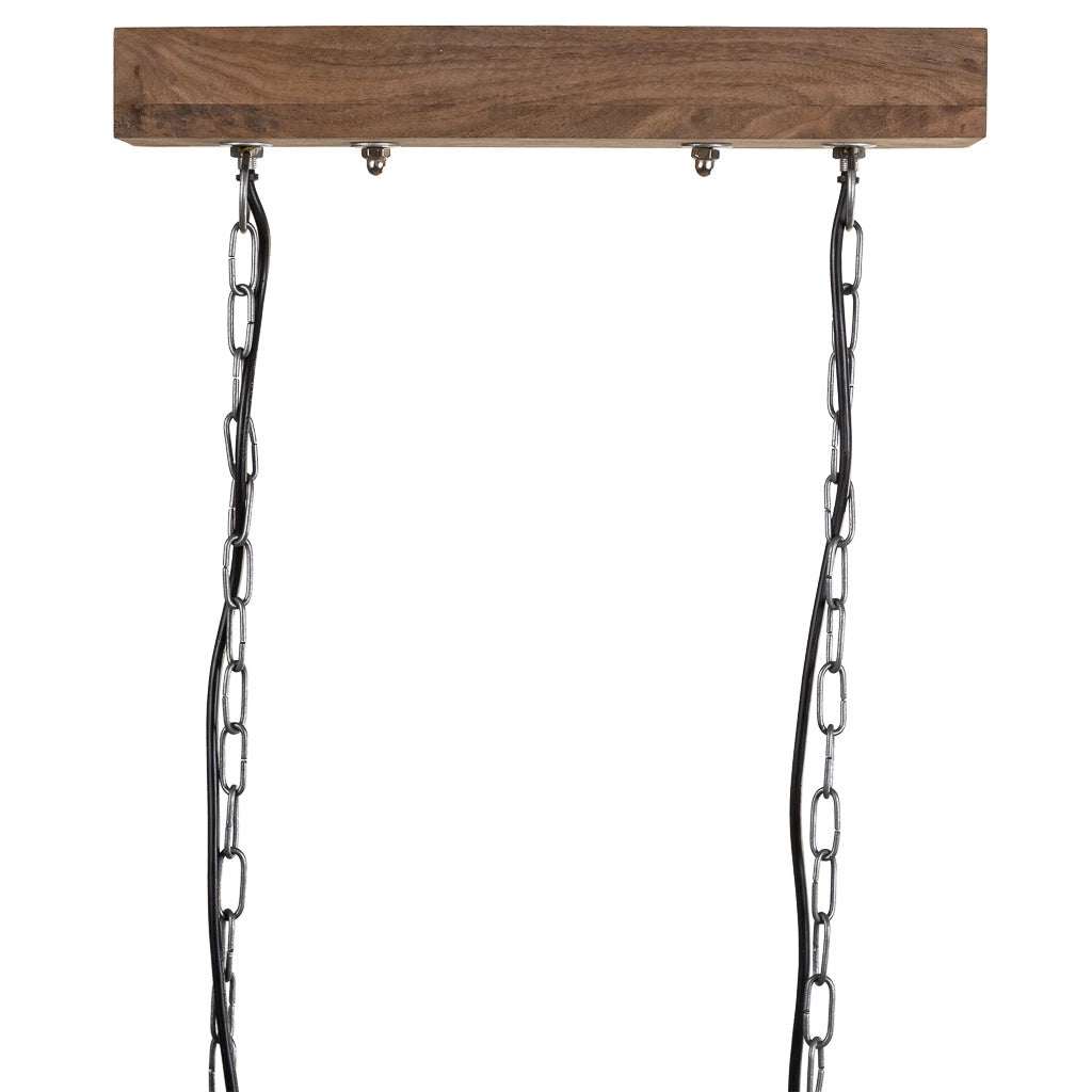 Plafoniera in legno grigio e metallo 110x30x30h