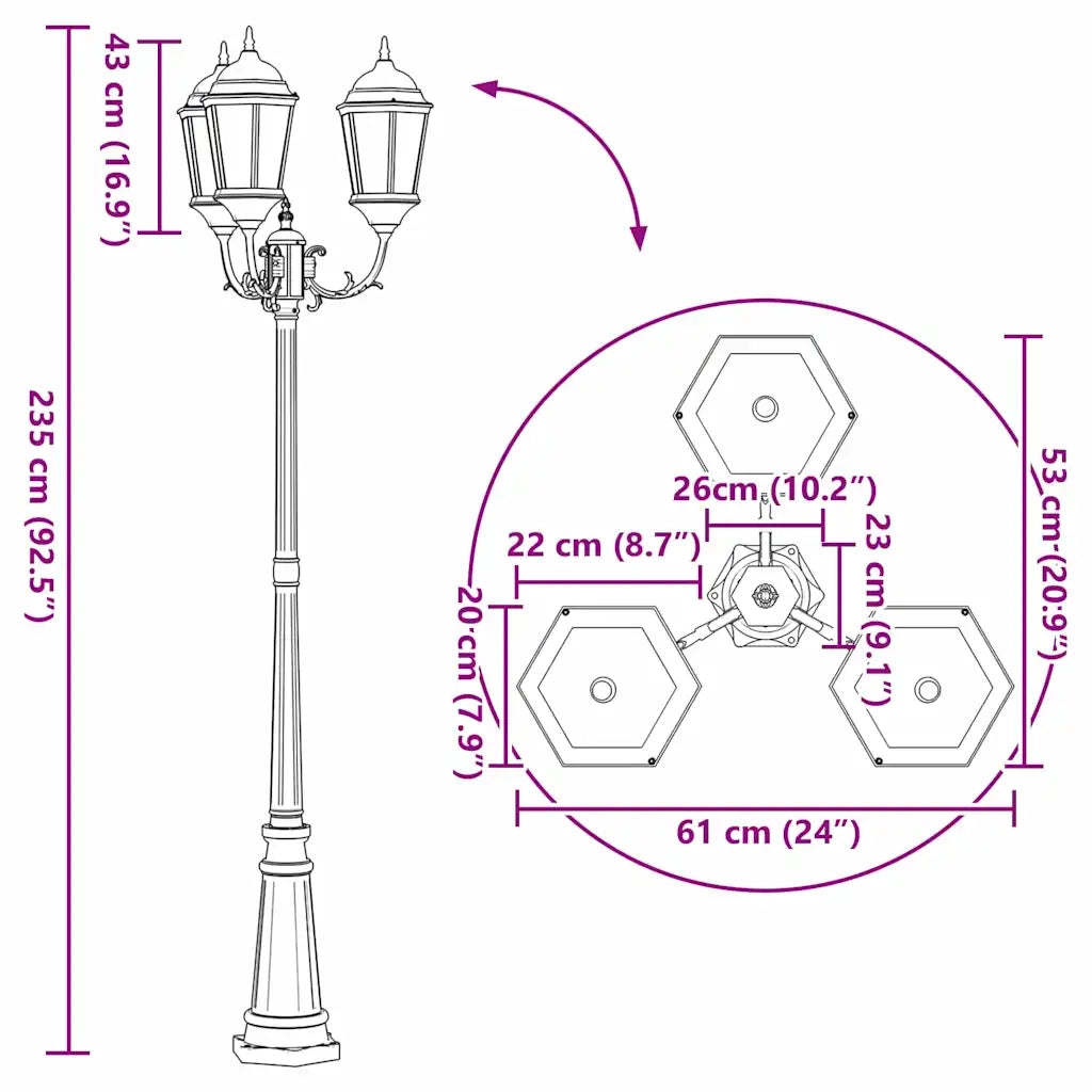 Luce da Giardino Bronzo 61 x 53 x 235 cm Alluminio e vetro CFW5200311