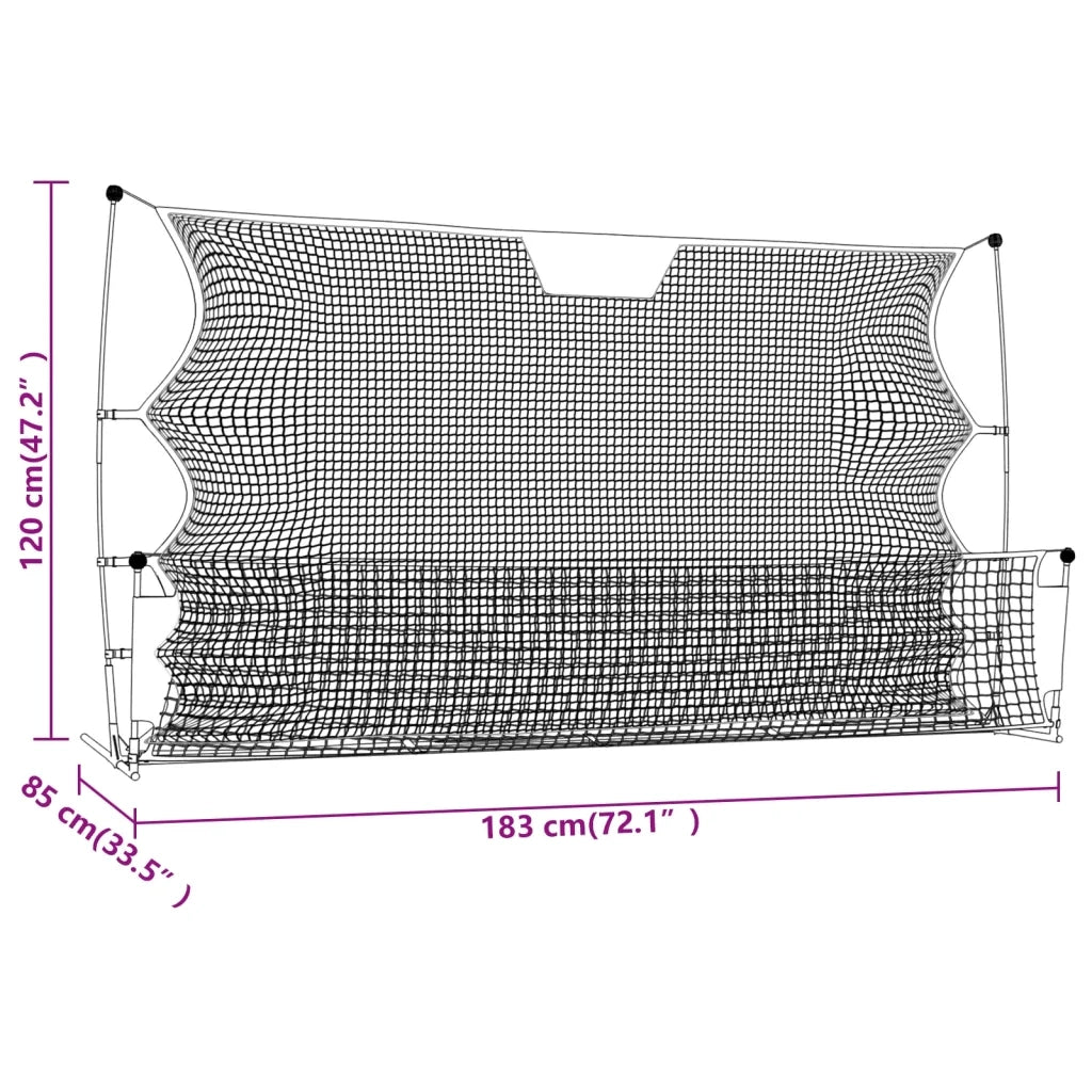 Rete Rimbalzante da Calcio Nera Gialla 183x85x120cm Poliestere 93760