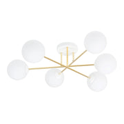 Lampada a sospensione Magnum con struttura oro e sfere in vetro