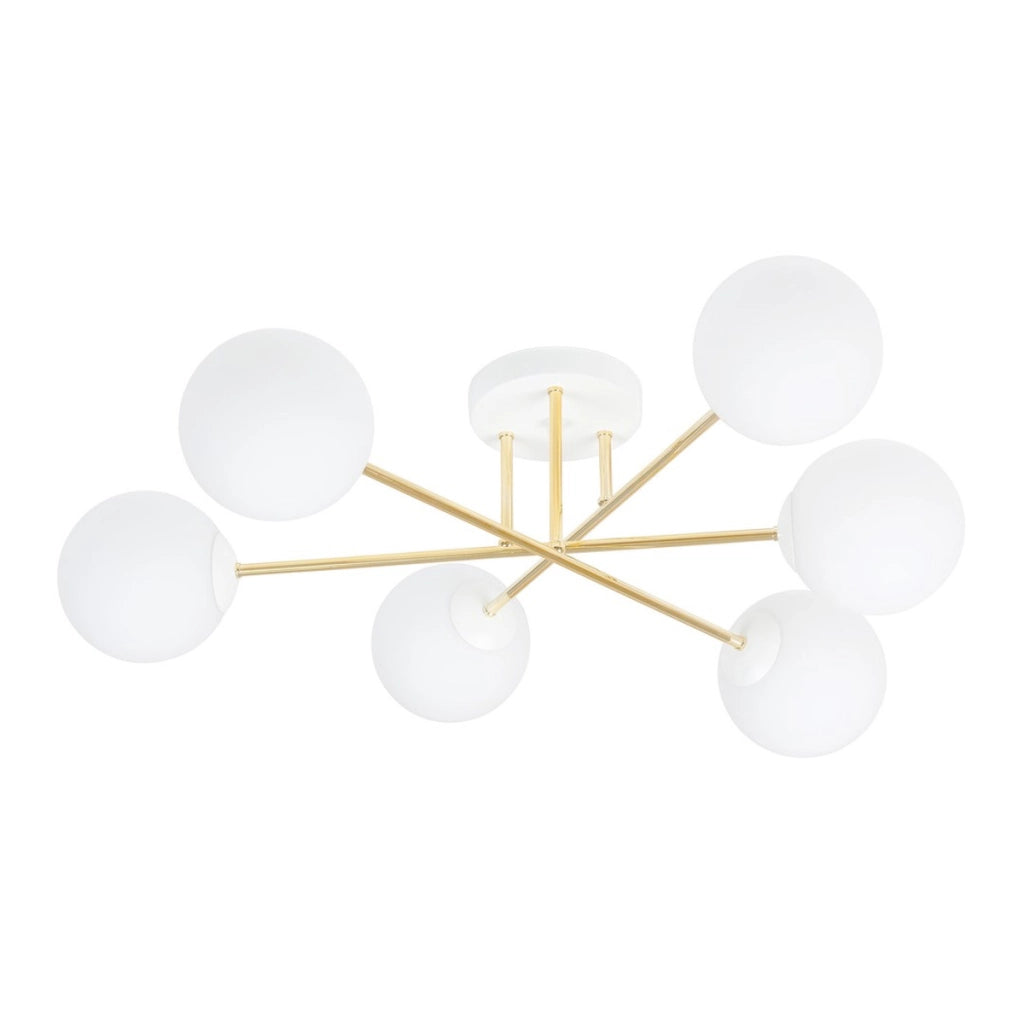 Lampada a sospensione Magnum con struttura oro e sfere in vetro