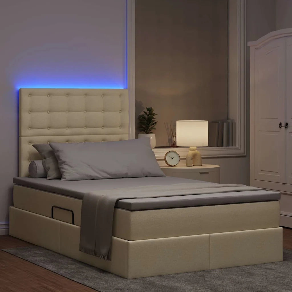 Letto con contenitore LED e materasso Crema 120 x 200 cm