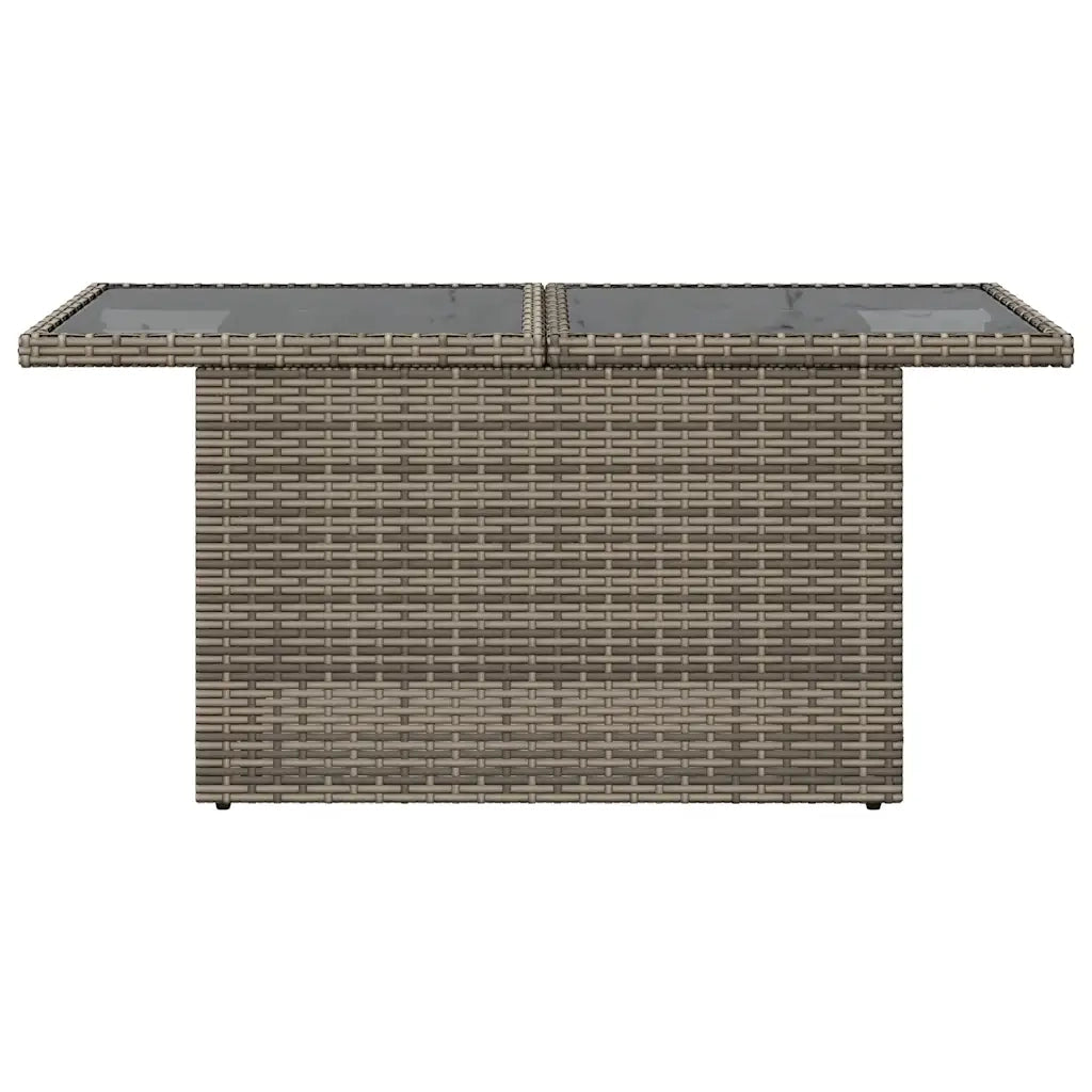 Tavolo da Giardino | Tavolino da esterno Piano in Vetro Grigio 100x55x73cm Polyrattan