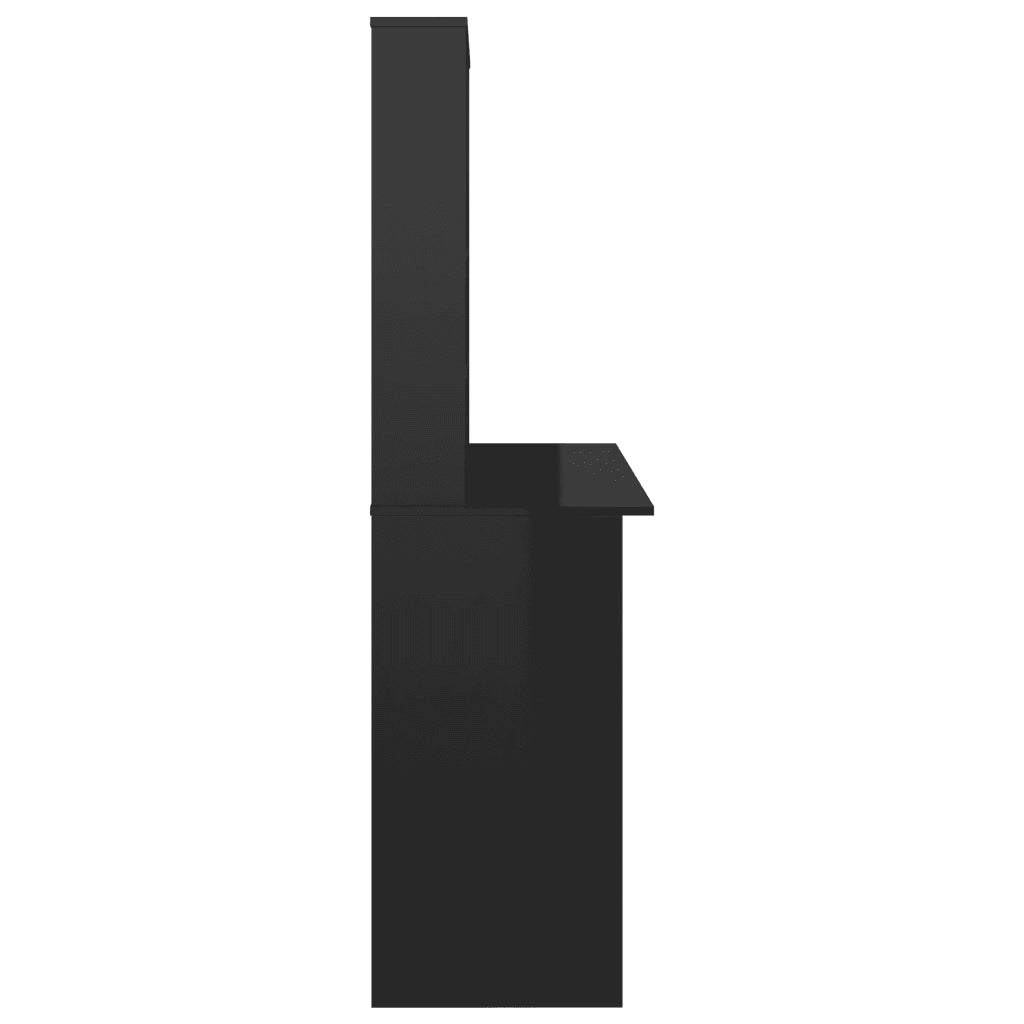 Scrivania Mensole Nero Lucido 110x45x157 cm Legno Multistrato 800394
