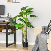 Monstera Pianta Artificiale per Interno ed Esterno, Pianta Finta Realistica con 20 Foglie, 120cm