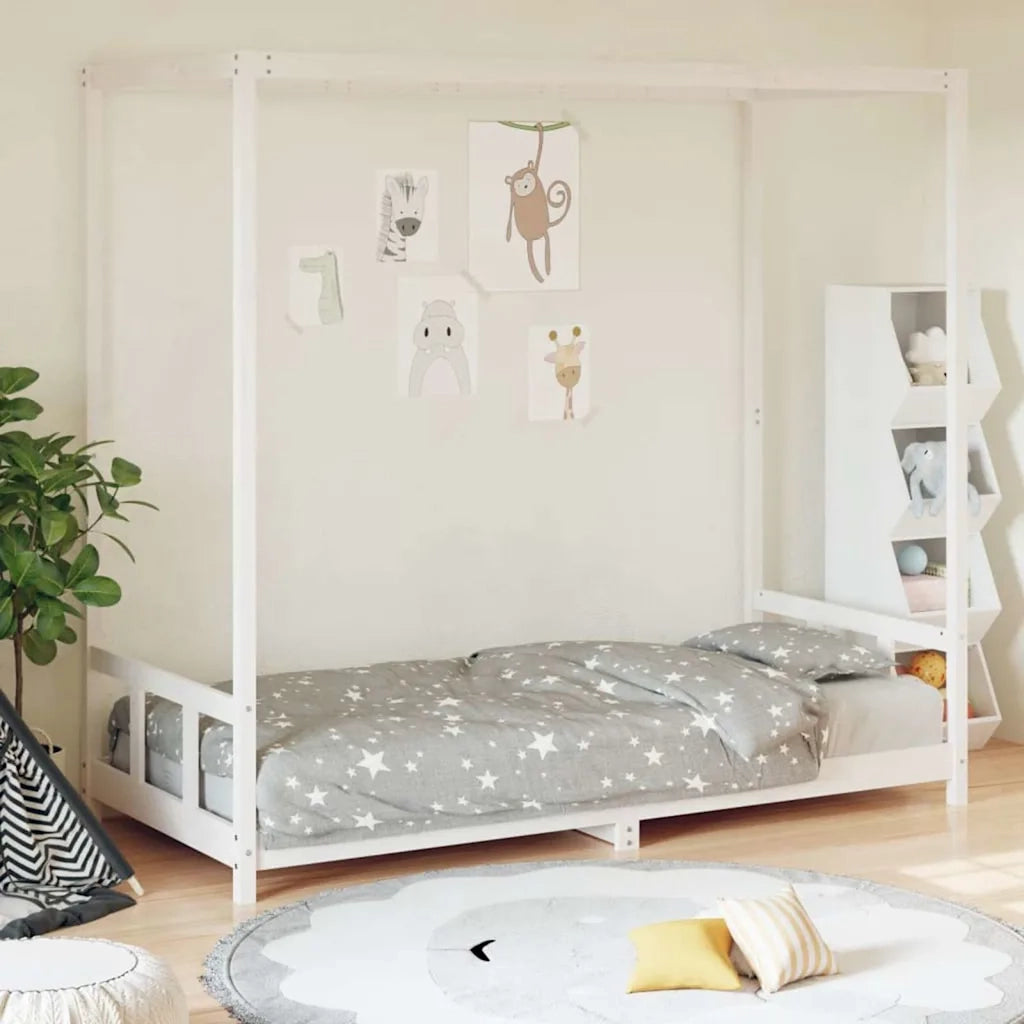 Giroletto per Bambini | Letto Infantile | Lettino Bianco 90x200cm in Legno Massello di Pino