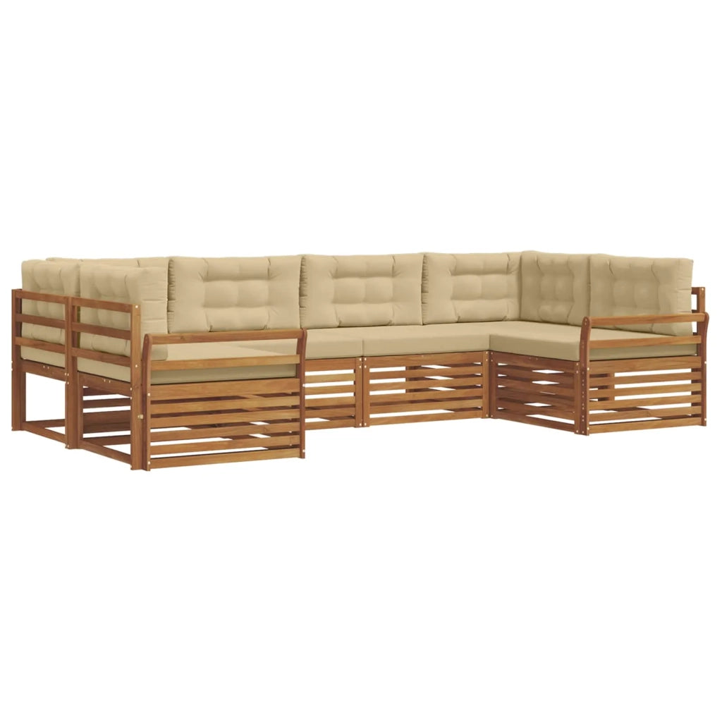 Set di divani da esterno con cuscino 6 pcs Naturale e Beige 3374023