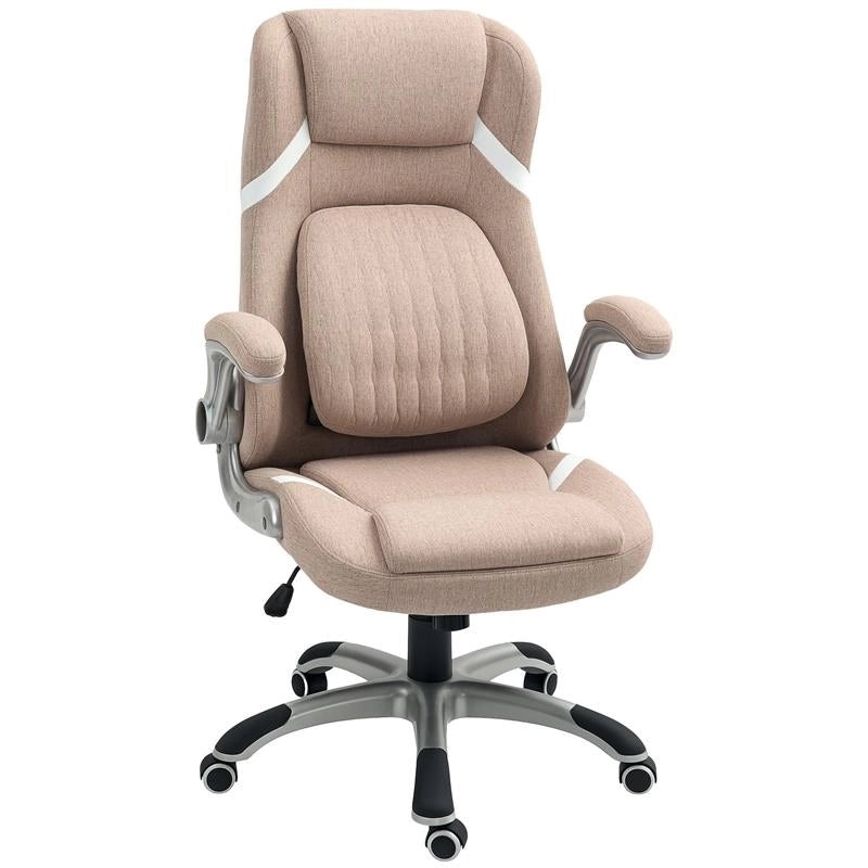 SEDIA DA UFFICIO RECLINABILE CON ALTEZZA REGOLABILE IN TESSUTO 68X76X109-117 CM MARRONE CHIARO