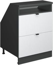Mobile sottotetto Rion, Ondulazione bianca, 60 x 81.6 cm con 2 cassetti, carcassa 60 cm profondità, adatto per il salvaspazio sotto tetti spioventi