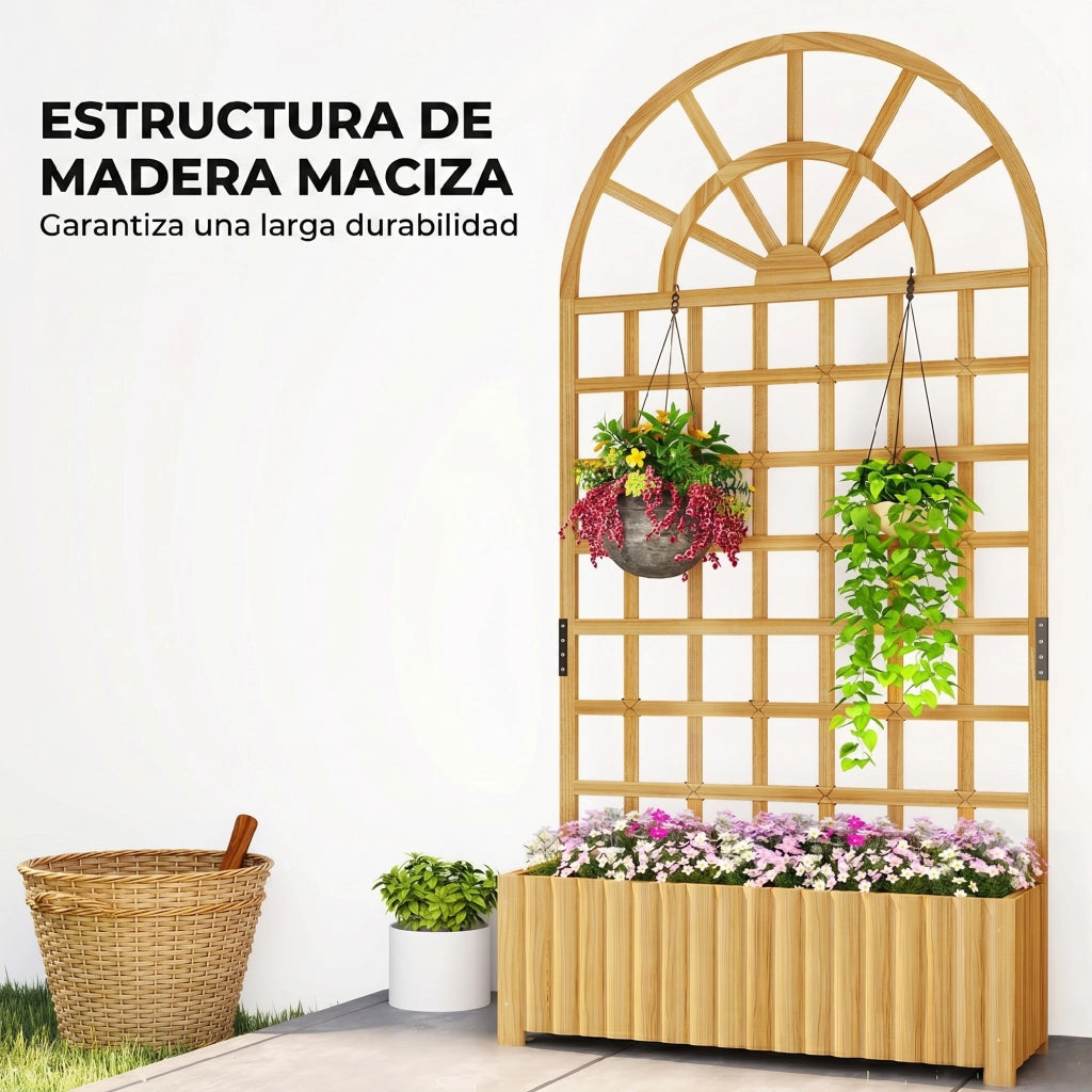 Graticcio per Giardino con Vasi ¨C zephmum ¨C 90x30x180 cm Legno Naturale