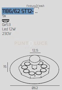 DISK GRIGIO ANTRACITE CON STAFFA DI FISSAGGIO E COPRIBASE 1186-62 ST12-GA