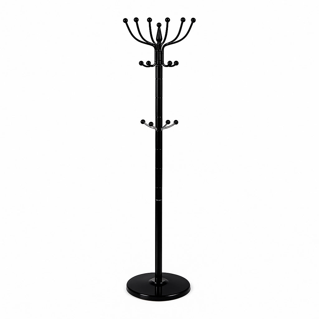 Appendi Abiti Autoportante base rotonda Con 16 Ganci Metallo 36x175 cm (Nero)