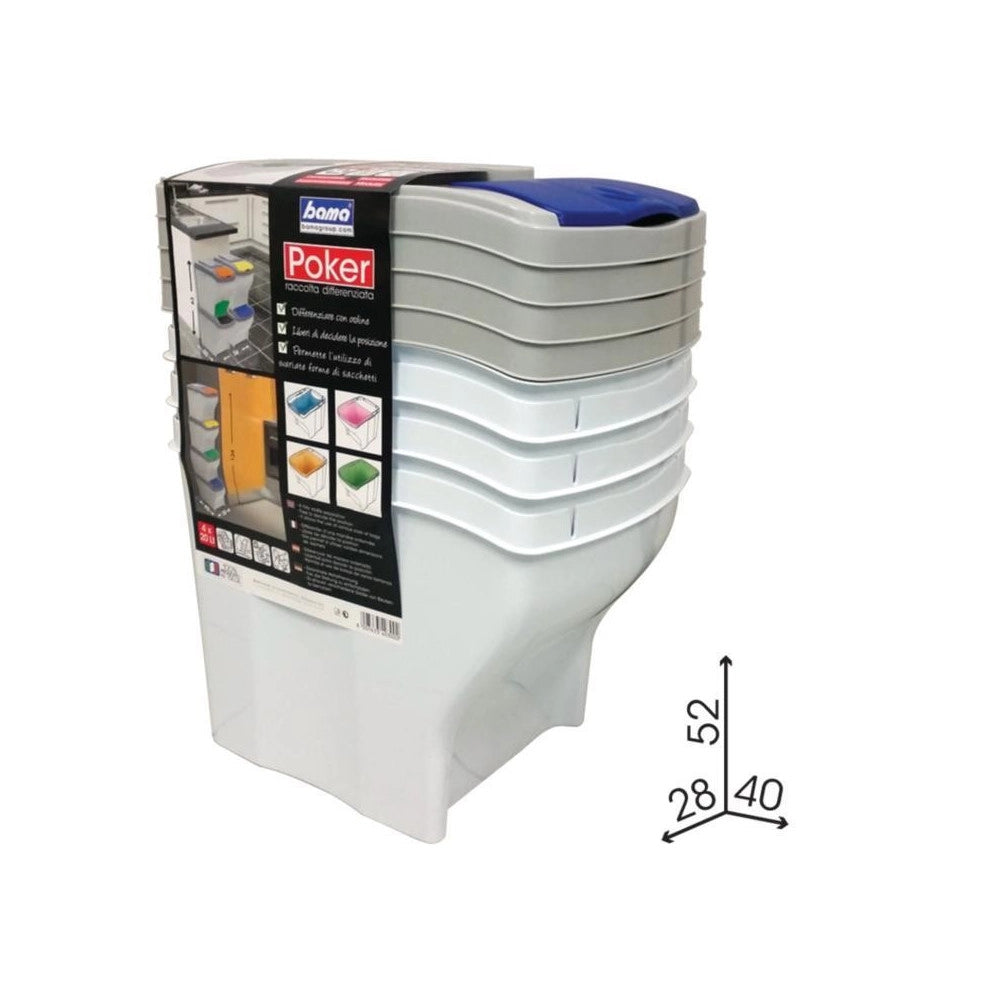 Trade Shop - Pattumiera Per Raccolta Differenziata 4 Colori Verticale Bidoni Spazzatura 80 Lt -