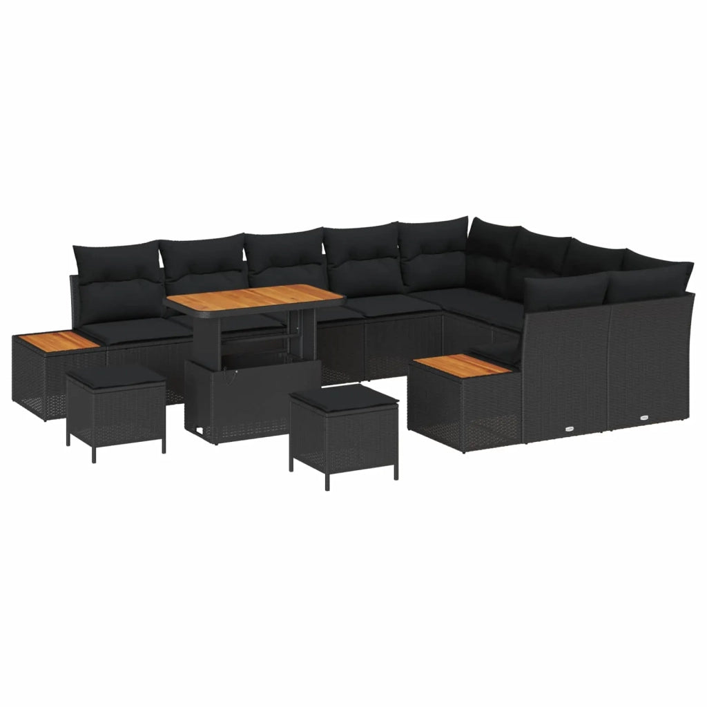 Set Divano da Giardino con cuscino 12 pcs Nero 3363344
