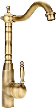 Wastafel Kraan Antica Retro in Ottone Massello con Rubinetto Singolo per Acqua Calda e Fredda per Bagno e Cucina con Maniglia Singola