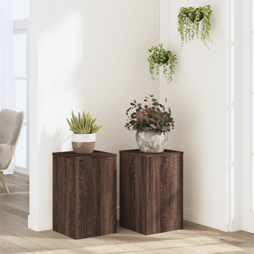 vidaXL Supporti per Piante 2 pz Marrone 30x30x50 cm Legno Multistrato