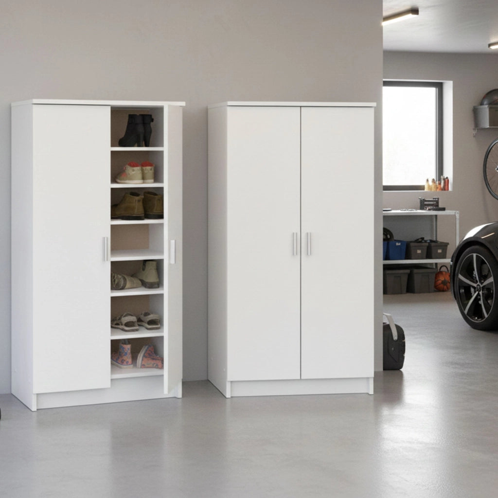 Mobile Portascarpe Abram, Scarpiera Modulabile, 55x35x108h cm Bianco Opaco