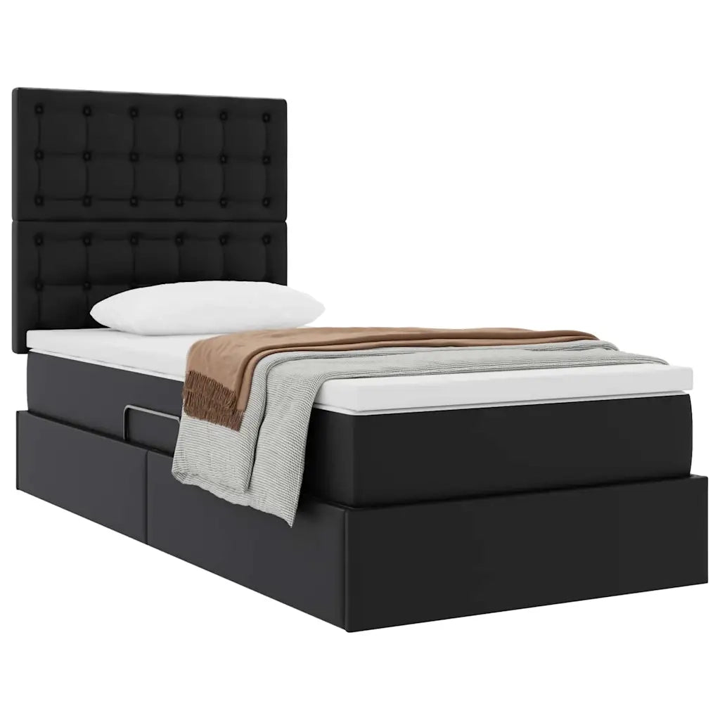 Letto con Contenitore Nero 90 x 200 cm Pelle Sintetica