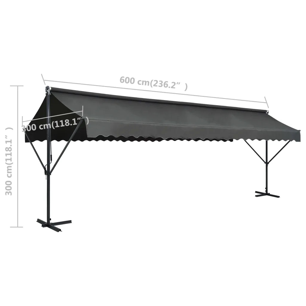 Tenda Parasole con Piedistallo 600x300 cm Antracite 145888
