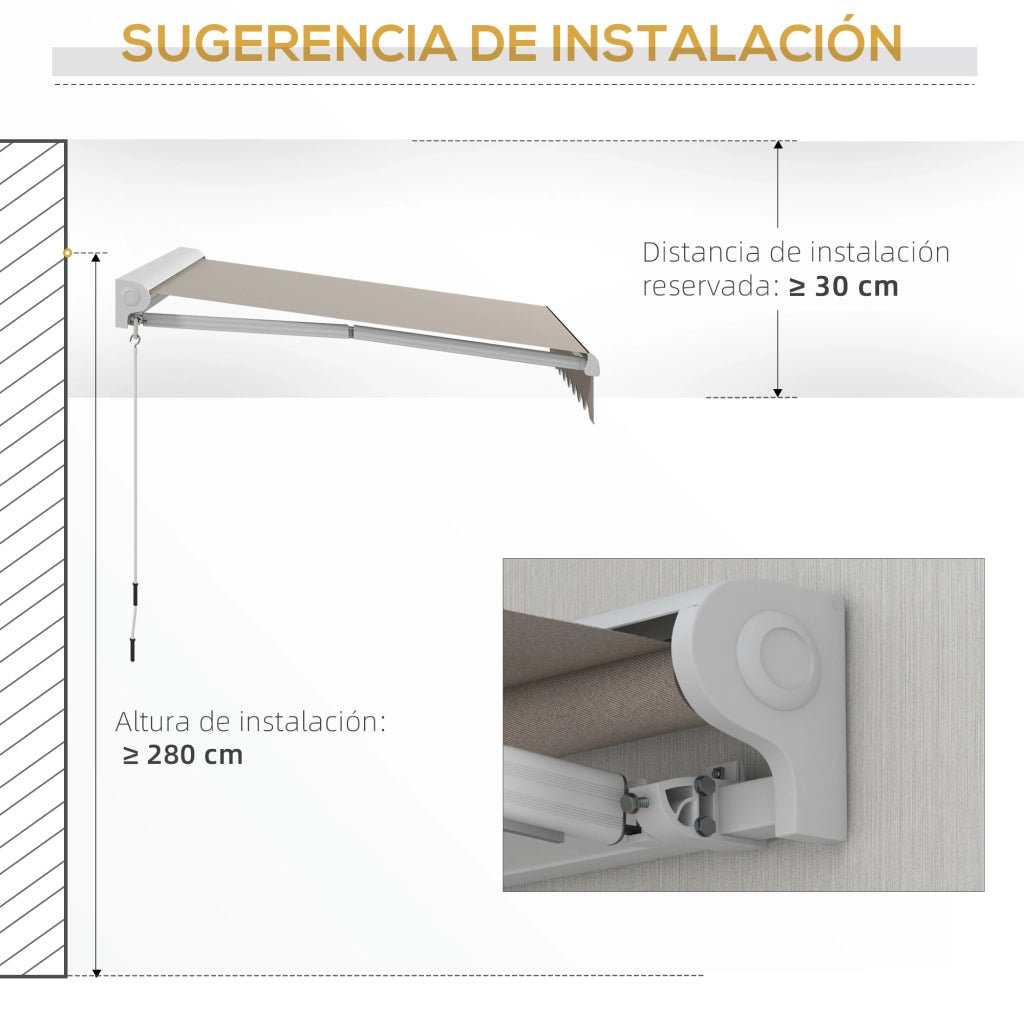 Toldo Retrattile Manuale Elettrico Portatile ¨C zephmum ¨C Crema 250x200 cm Alluminio