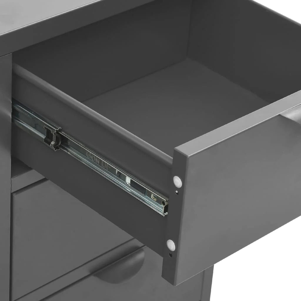 Buffet credenza cassettiera armadio mobile contenitore organizer per cucina soggiorno salotto 75 x 35 x 70 cm acciaio e vetro temperato antracite 02_0029711