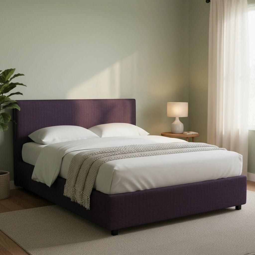 Worthing, Letto Matrimoniale Sfoderabile Made in Italy, Viola