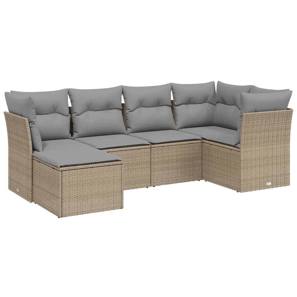 Set Divano da Giardino 6 pz con Cuscini Beige Misto Polyrattancod mxl 116944