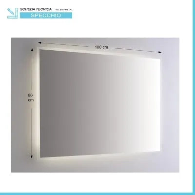 Specchiera retroilluminata LED 110x80 reversibile sabbiatura perimetrale 1 cm